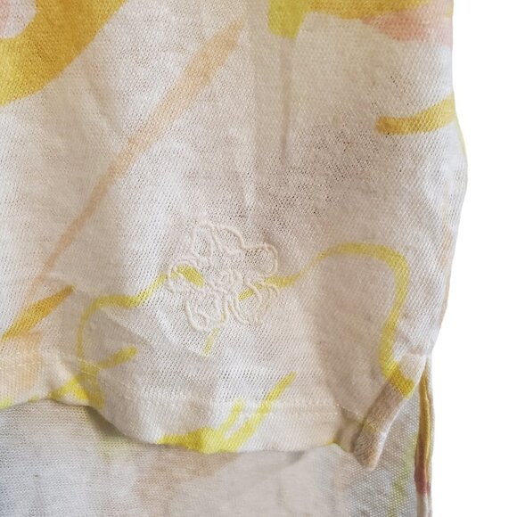 Ted Baker White/Yellow/Pink Watercolor Floral Ciana V-Neck Linen Top 2 - Picture 7 of 15